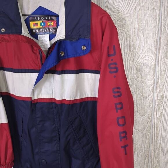Vtg Sport Universal Rothschild Size XL 18/20 Jacket Full Zip Snap Front Red Blue - Picture 4 of 9
